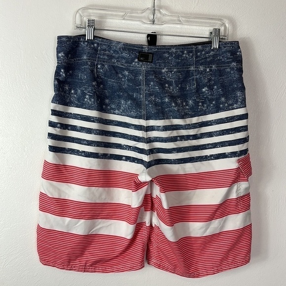 O'Neill Cargo Shorts Men's Size‎ 32 Red White Blue Lace Up Patriotic Inseam 10" - Picture 11 of 13